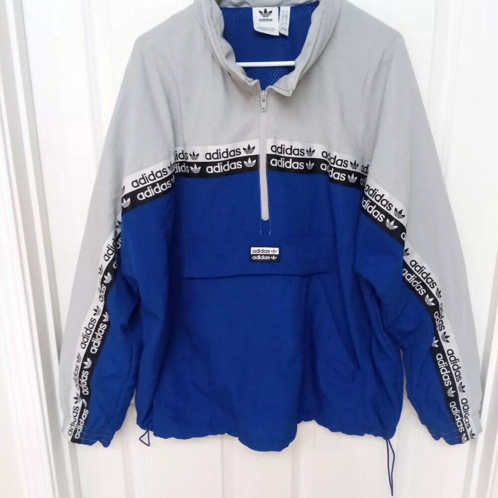 Adidas Originals Men's Pullover Hooded Vocal Wind Blue/Gray Size Small